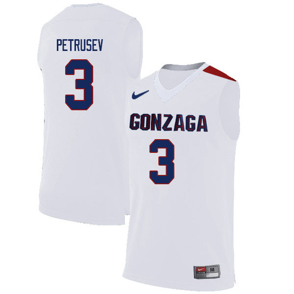 Men Gonzaga Bulldogs #3 Filip Petrusev College Basketball Jerseys Sale-White